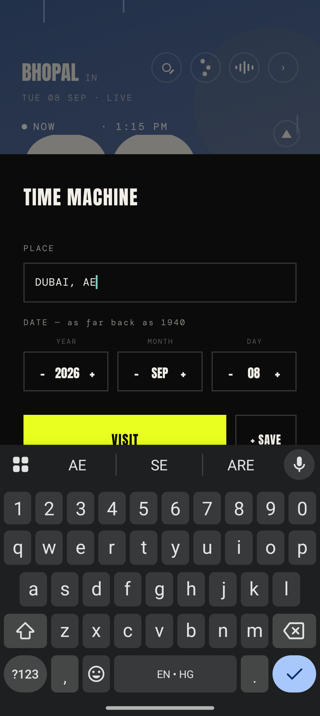 Nimbus Time Machine — search any city, visit any date since 1940
